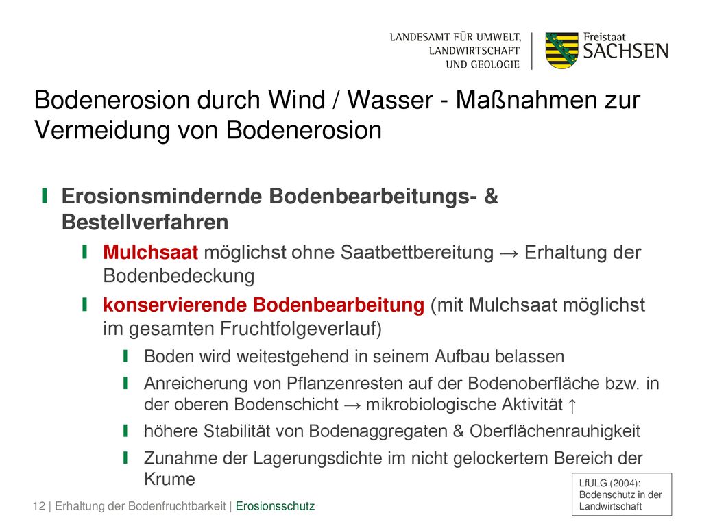Bodenerosion durch Wind / Wasser - Maßnahmen zur Vermeidung von Bodenerosion
