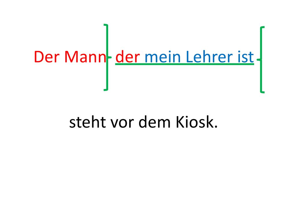 Der Mann der mein Lehrer ist steht vor dem Kiosk.