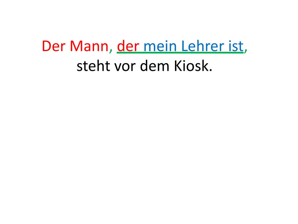 Der Mann, der mein Lehrer ist, steht vor dem Kiosk.