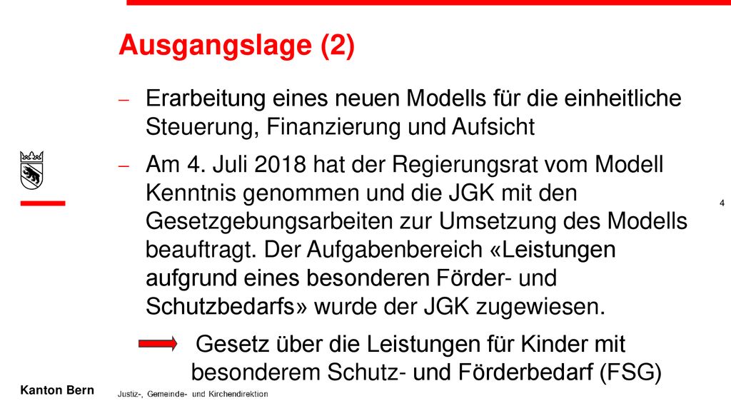 Ausgangslage (2) Erarbeitung eines neuen Modells für die einheitliche Steuerung, Finanzierung und Aufsicht.