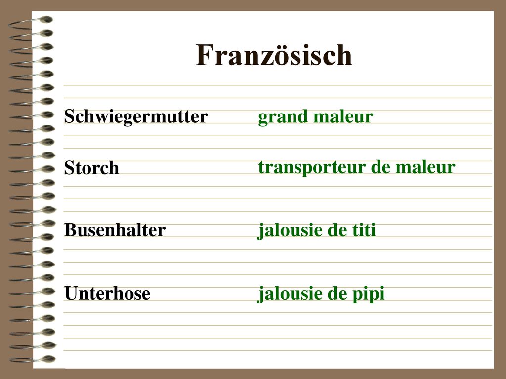 Französisch Schwiegermutter grand maleur Storch transporteur de maleur