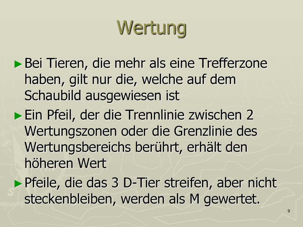 Wertung Bei Tieren, die mehr als eine Trefferzone haben, gilt nur die, welche auf dem Schaubild ausgewiesen ist.