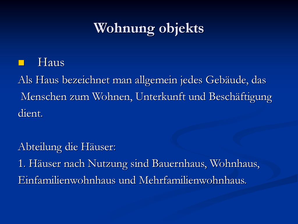 Wohnung objekts Haus. Als Haus bezeichnet man allgemein jedes Gebäude, das. Menschen zum Wohnen, Unterkunft und Beschäftigung.