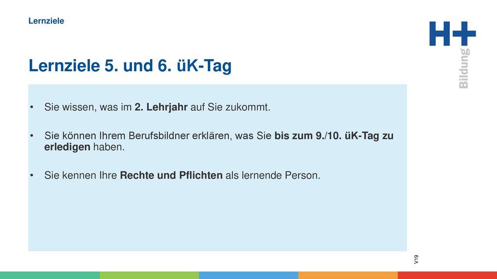 Lernziele Lernziele 5. und 6. üK-Tag