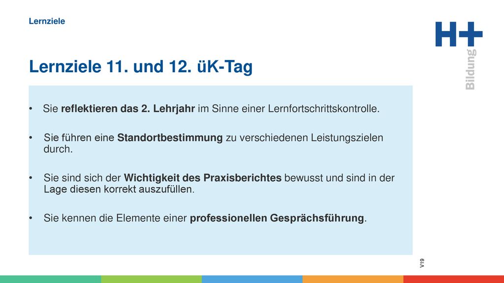 Lernziele Lernziele 11. und 12. üK-Tag