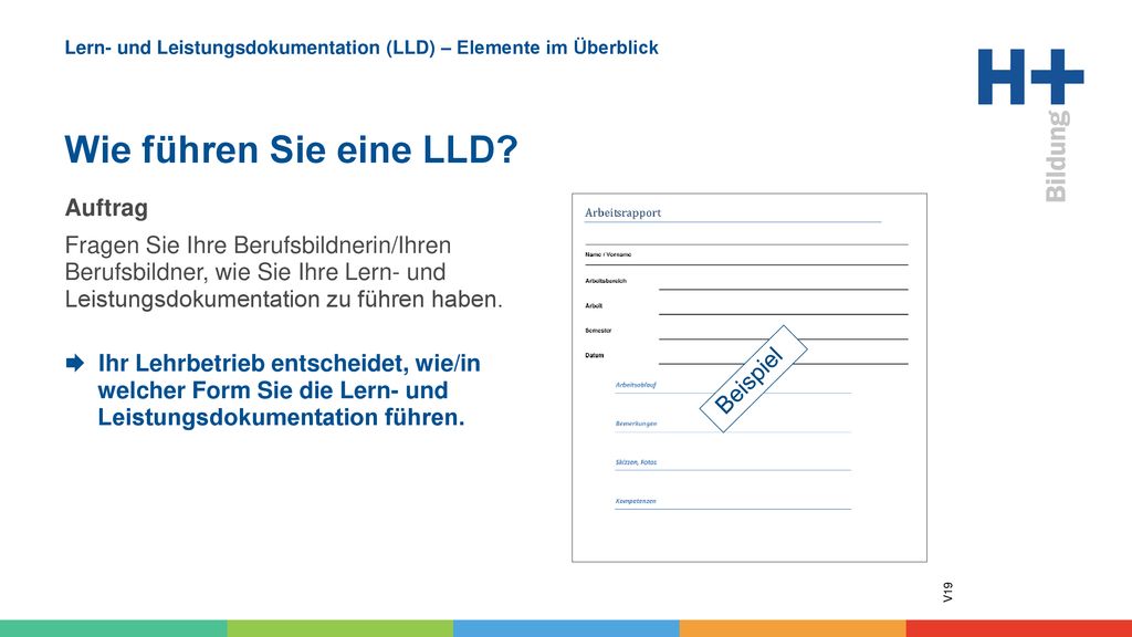 Lern- und Leistungsdokumentation (LLD) – Elemente im Überblick Wie führen Sie eine LLD