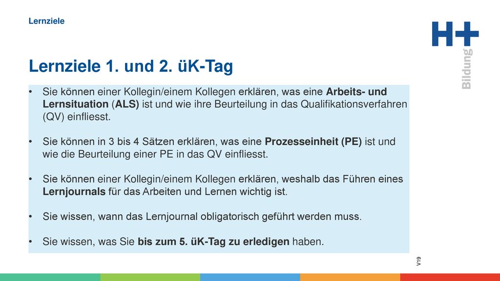 Lernziele Lernziele 1. und 2. üK-Tag