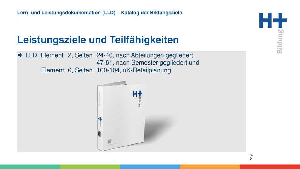 Lern- und Leistungsdokumentation (LLD) – Katalog der Bildungsziele Leistungsziele und Teilfähigkeiten