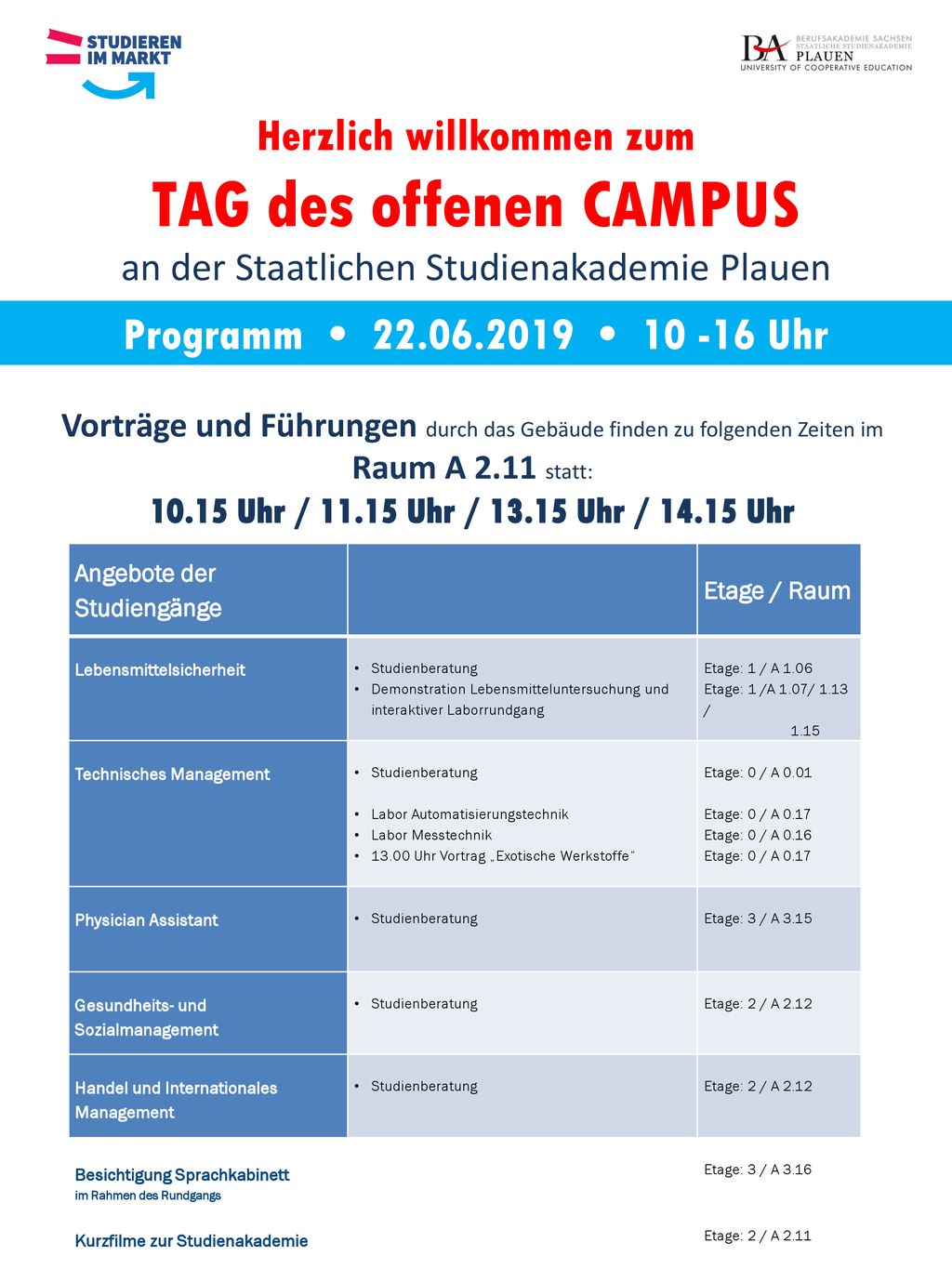 TAG des offenen CAMPUS Herzlich willkommen zum
