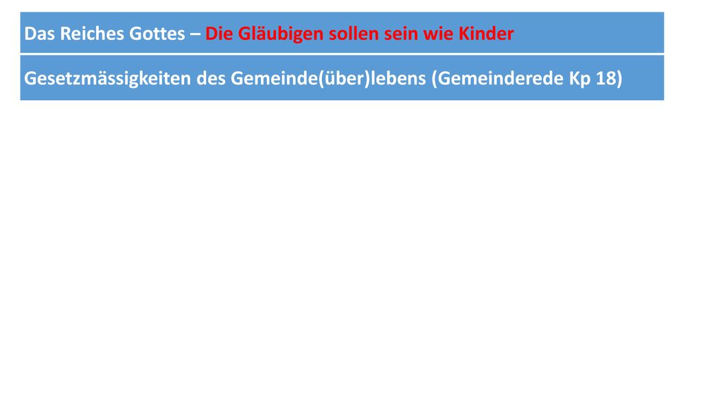 Das Reiches Gottes – Die Gläubigen sollen sein wie Kinder