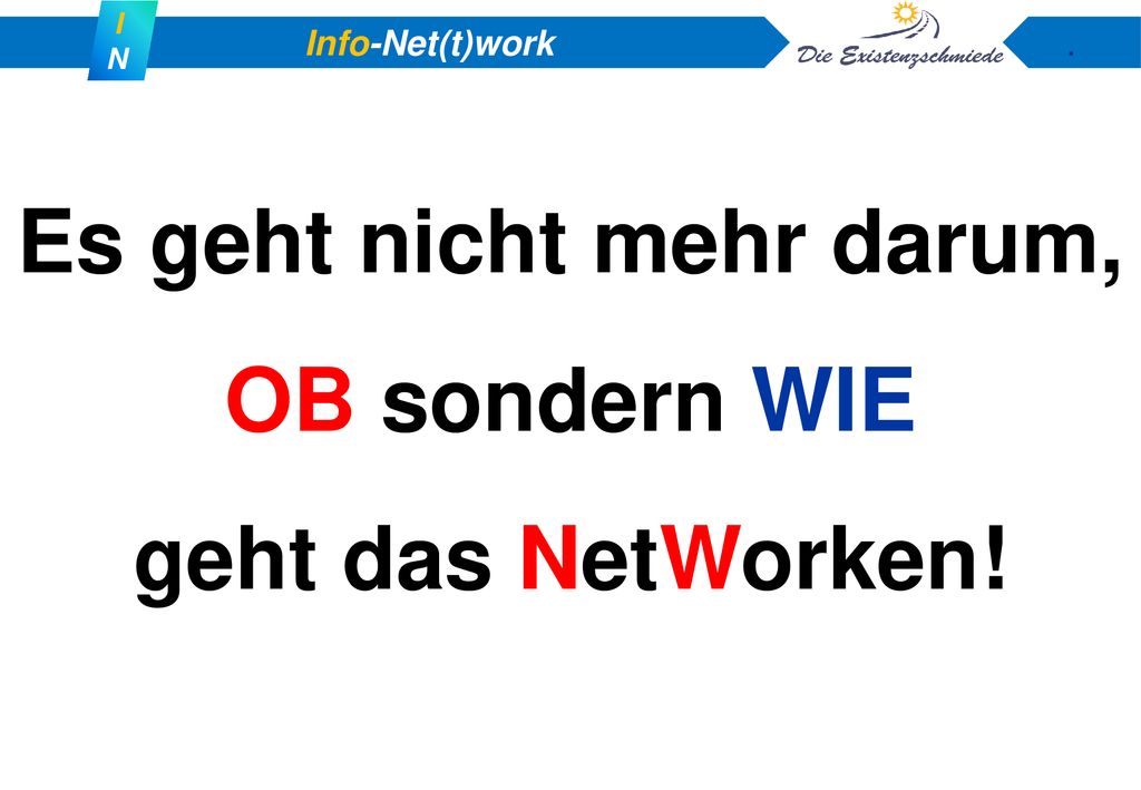 Es geht nicht mehr darum, OB sondern WIE geht das NetWorken!