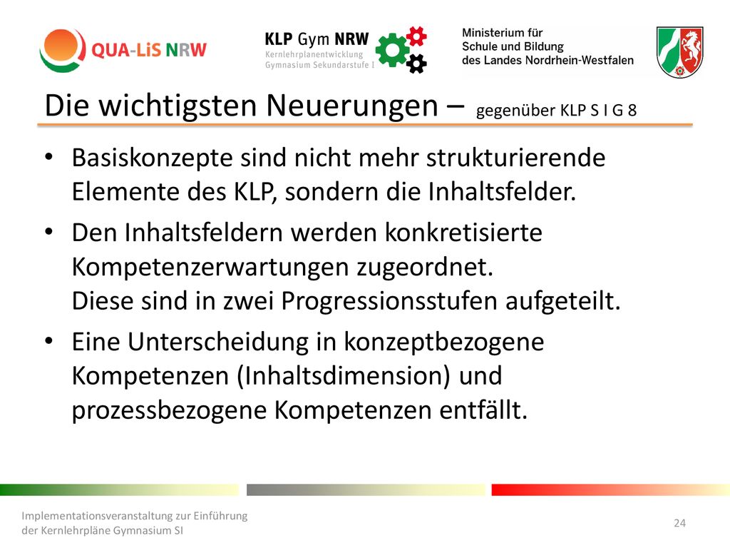 Die wichtigsten Neuerungen – gegenüber KLP S I G 8