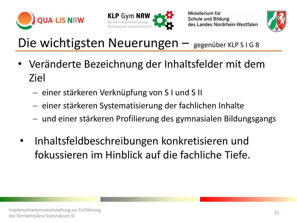 Die wichtigsten Neuerungen – gegenüber KLP S I G 8