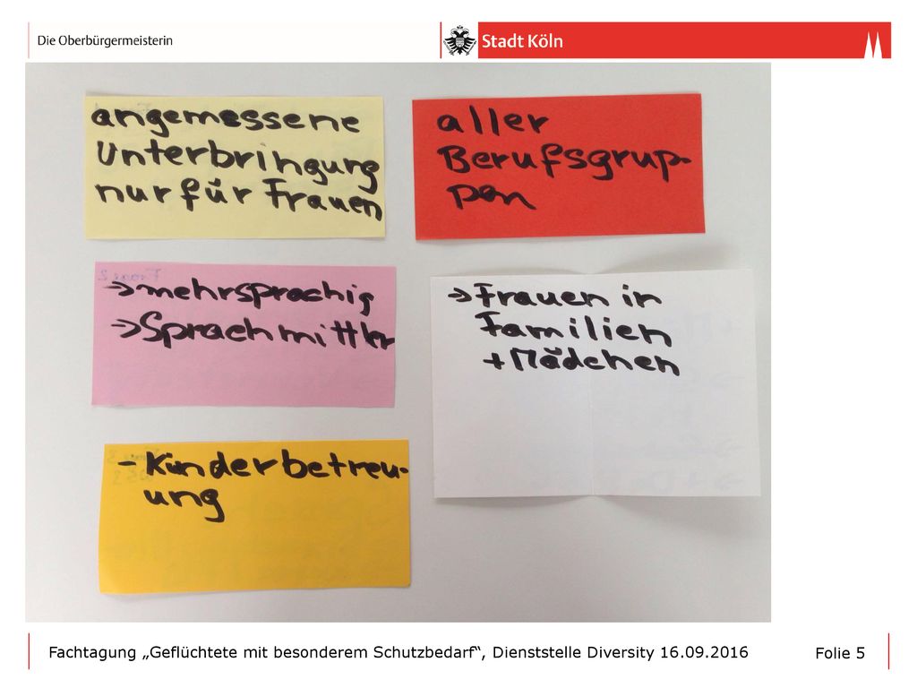 Fachtagung „Geflüchtete mit besonderem Schutzbedarf , Dienststelle Diversity