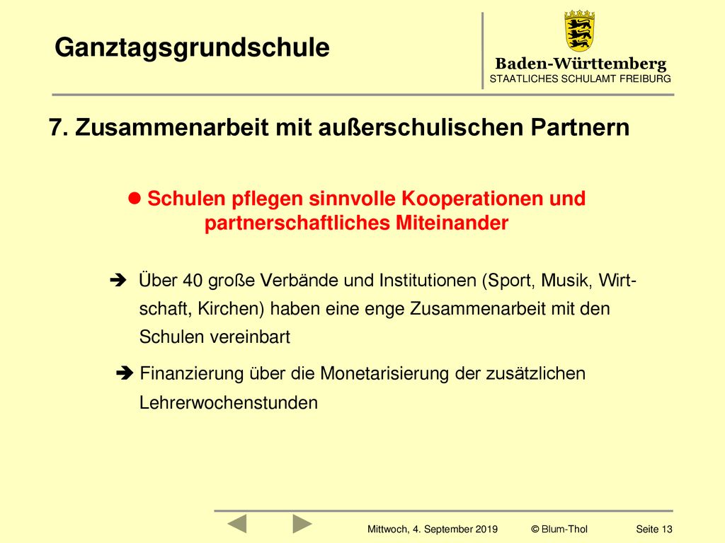 Ganztagsgrundschule 7. Zusammenarbeit mit außerschulischen Partnern