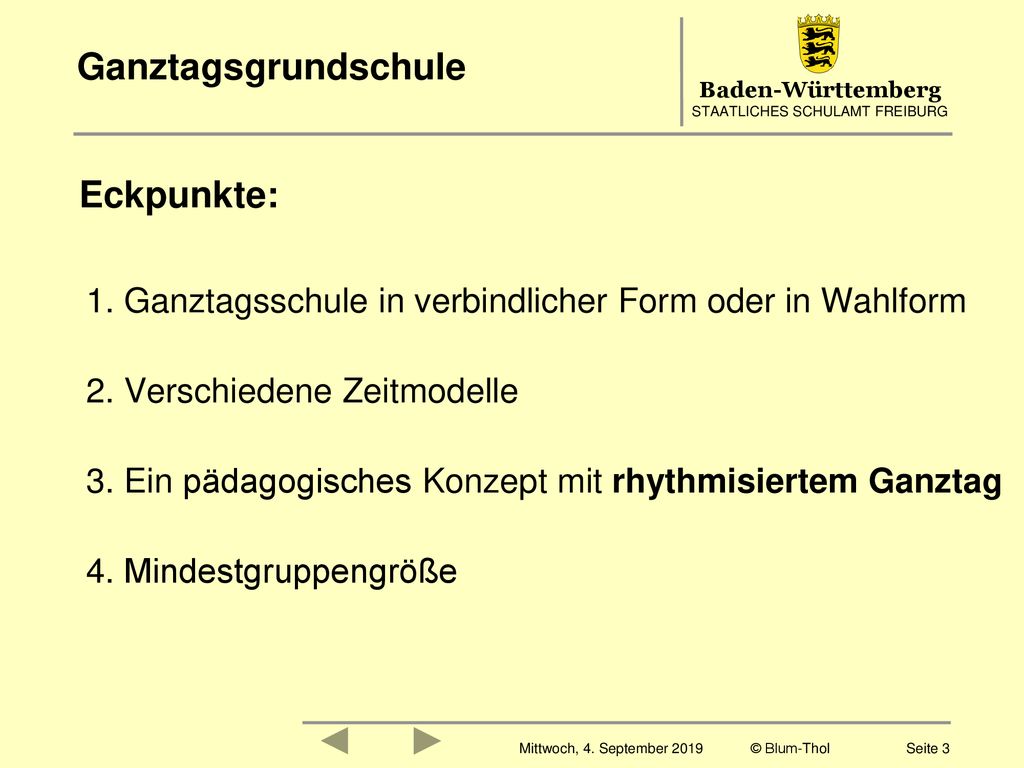 Ganztagsgrundschule Eckpunkte: