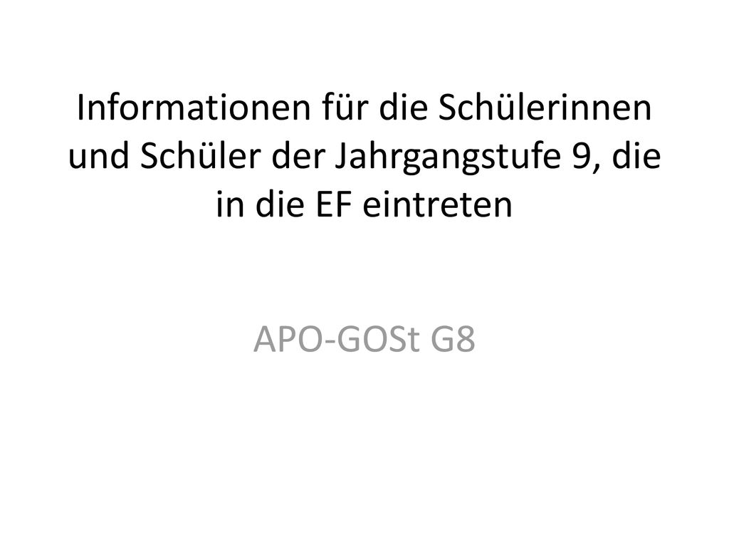 Informationen für die Schülerinnen und Schüler der Jahrgangstufe 9, die in die EF eintreten