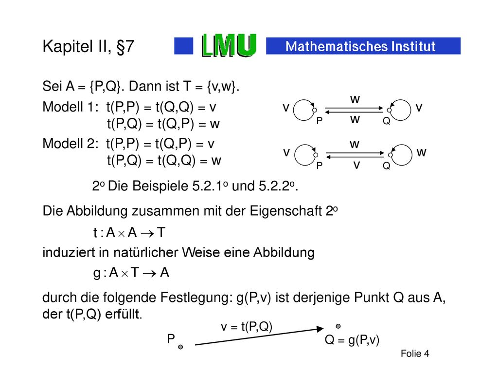 Kapitel II, §7 Sei A = {P,Q}. Dann ist T = {v,w}. w v