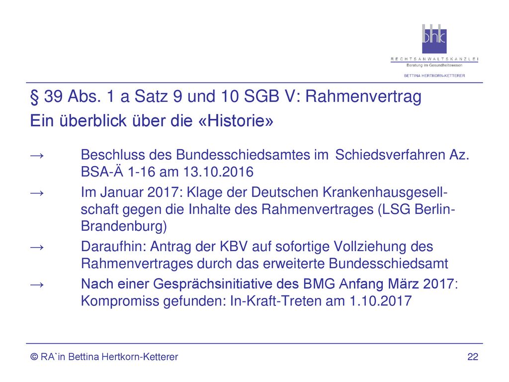 § 39 Abs. 1 a Satz 9 und 10 SGB V: Rahmenvertrag