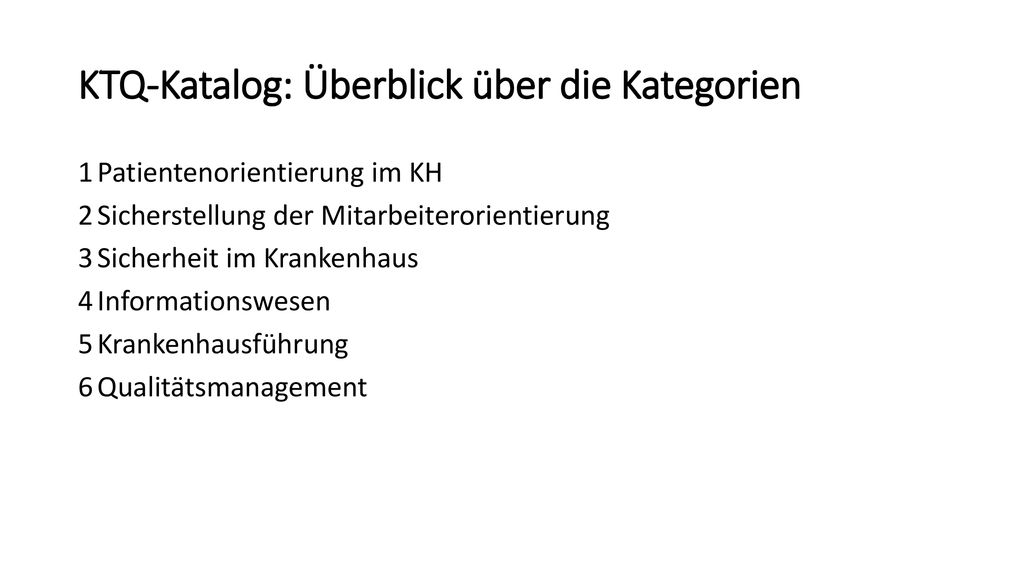 KTQ-Katalog: Überblick über die Kategorien