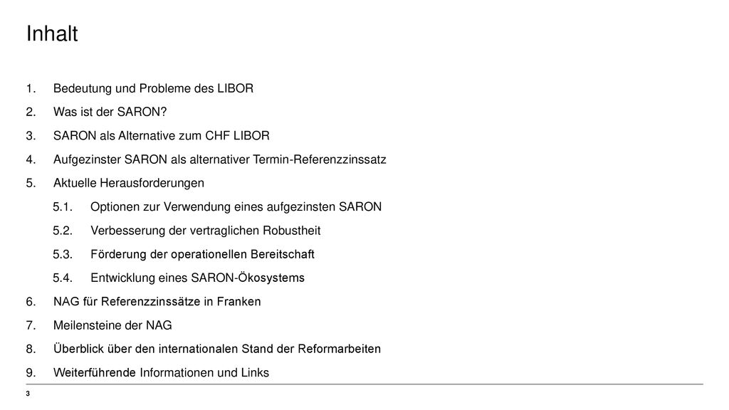 Inhalt Bedeutung und Probleme des LIBOR Was ist der SARON