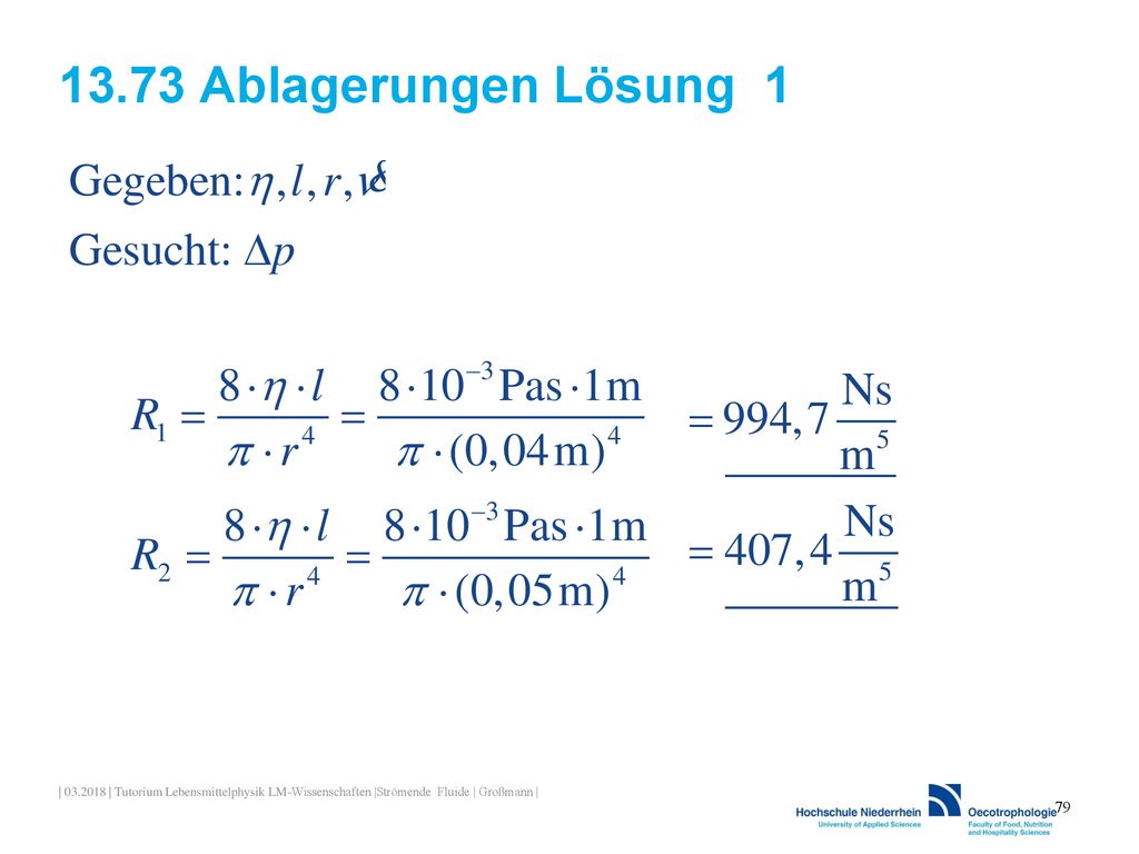 13.73 Ablagerungen Lösung 1 | | Tutorium Lebensmittelphysik LM-Wissenschaften |Strömende Fluide | Großmann |