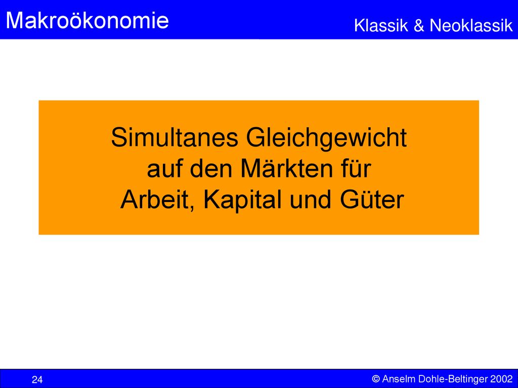 Simultanes Gleichgewicht auf den Märkten für Arbeit, Kapital und Güter