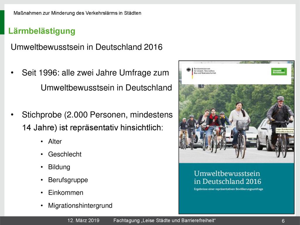 12. März 2019 Fachtagung „Leise Städte und Barrierefreiheit