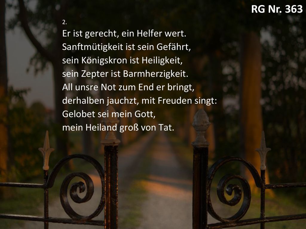 [RG 363] Macht hoch die Tür, die Tor macht weit