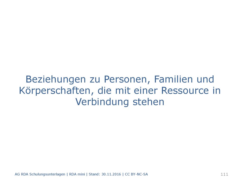Beziehungen zu Personen, Familien und Körperschaften, die mit einer Ressource in Verbindung stehen