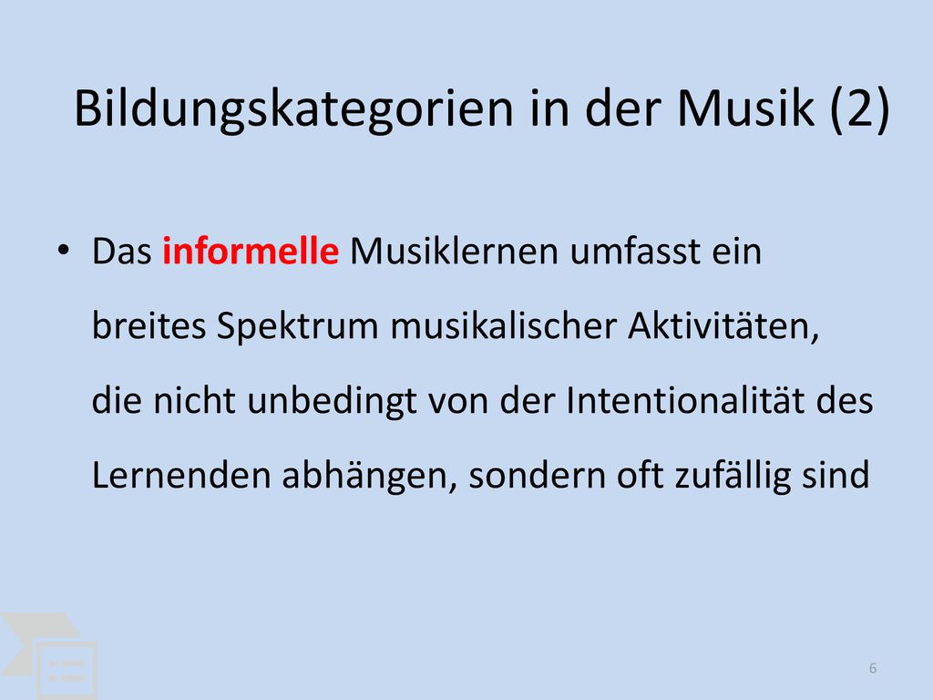 Bildungskategorien in der Musik (2)