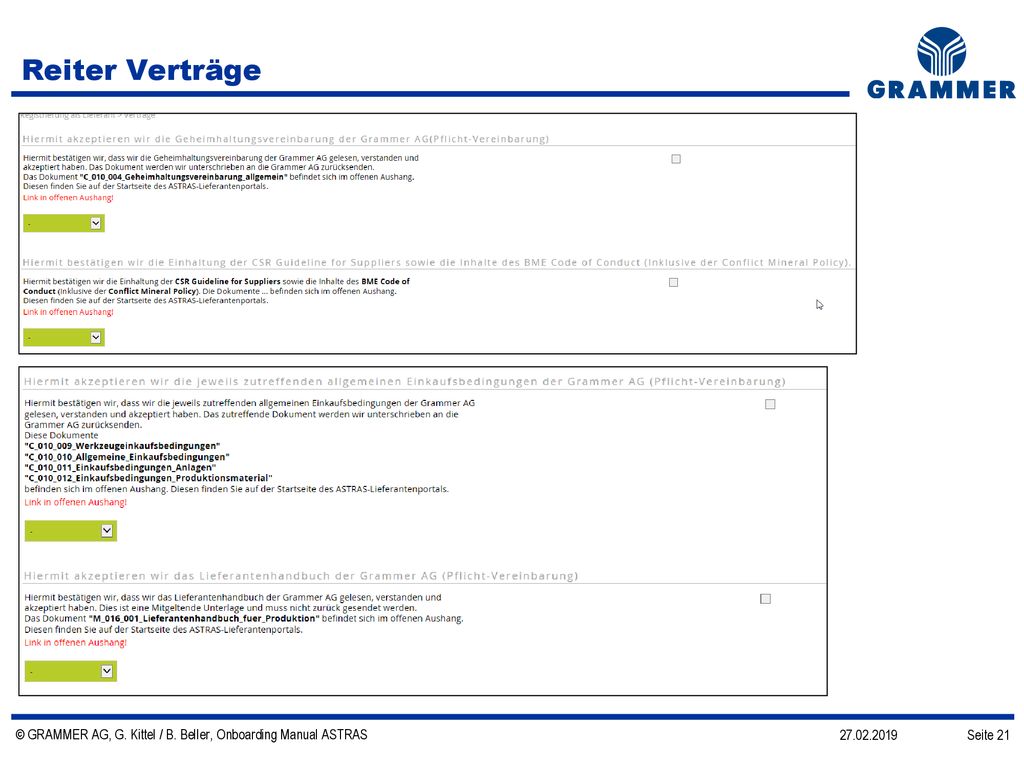 Reiter Verträge © GRAMMER AG, G. Kittel / B. Beller, Onboarding Manual ASTRAS