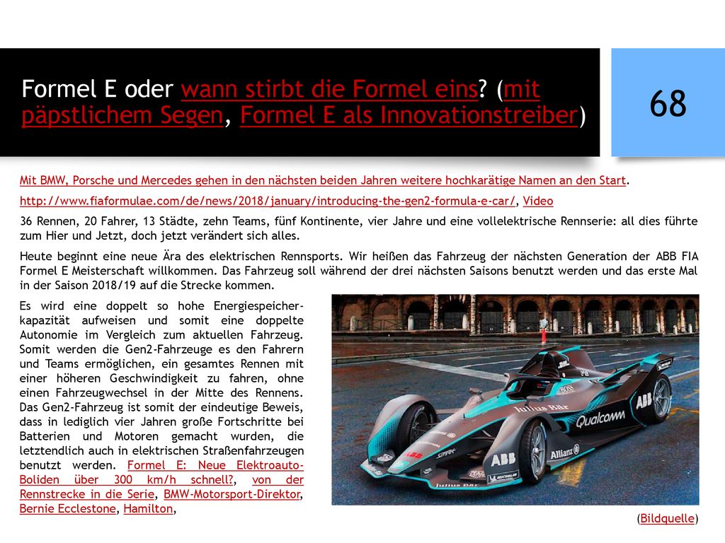 Formel E oder wann stirbt die Formel eins