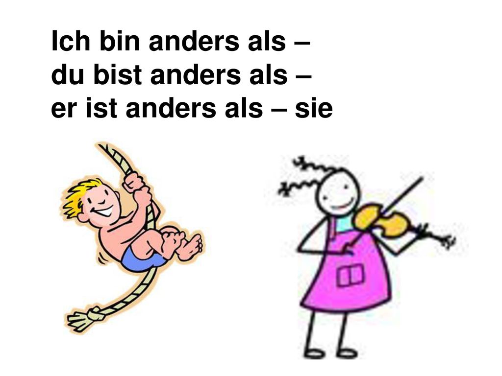 Ich bin anders als – du bist anders als – er ist anders als – sie