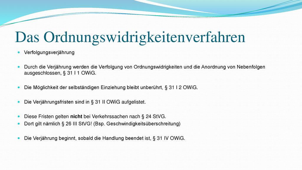 Das Ordnungswidrigkeitenverfahren