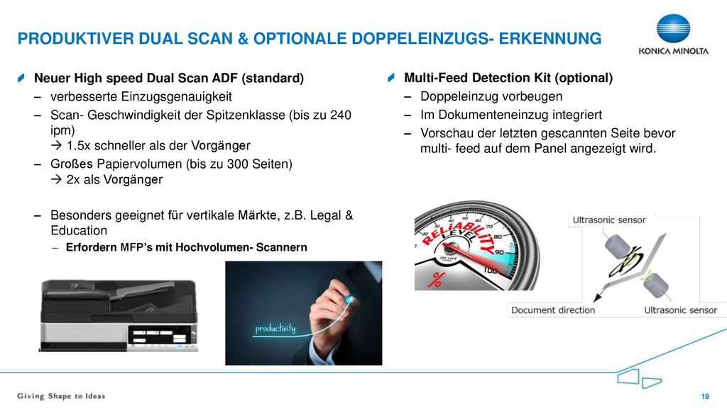 produktiver Dual scan & optionale Doppeleinzugs- erkennung
