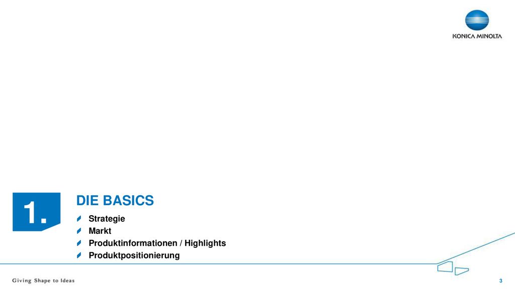 1. Die basics Strategie Markt Produktinformationen / Highlights