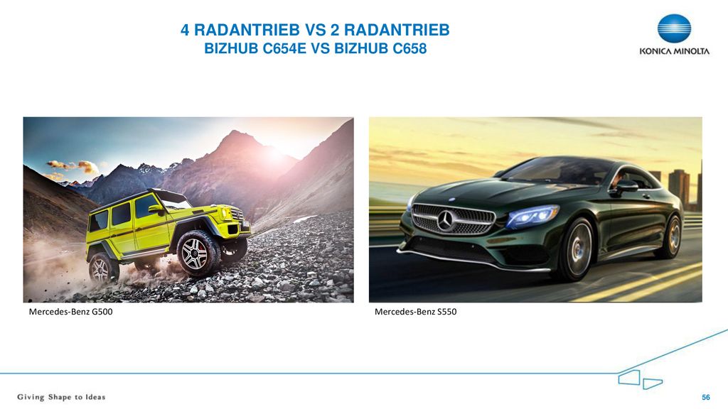 4 radantrieb vs 2 radantrieb bizhub C654e vs bizhub C658