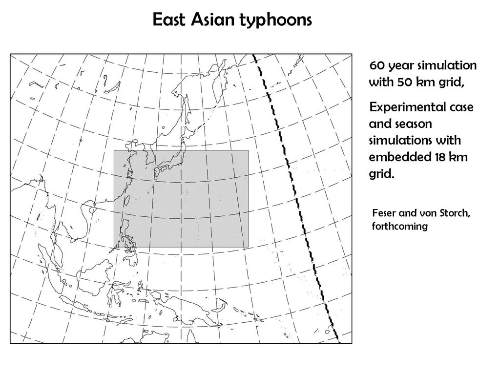 East Asian typhoons 60 year simulation with 50 km grid,