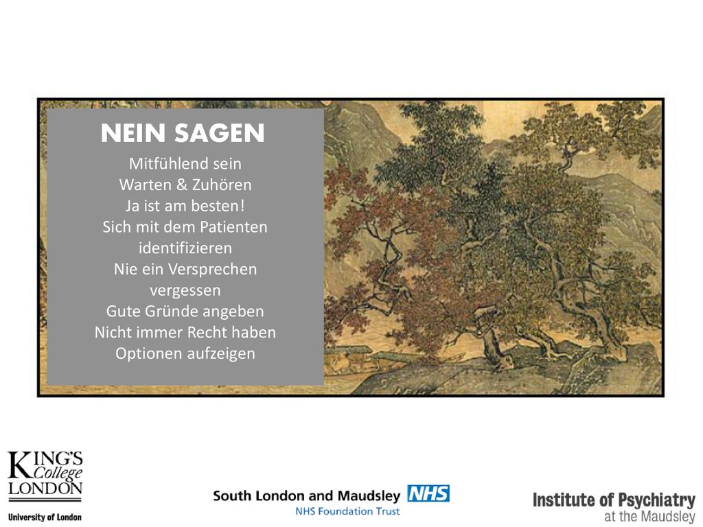 NEIN SAGEN Mitfühlend sein Warten & Zuhören Ja ist am besten!