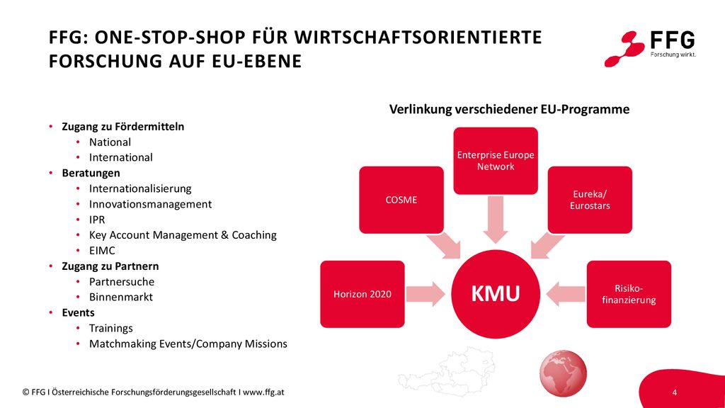 FFG: ONE-STOP-SHOP für wirtschaftsorientierte Forschung auf eu-ebene
