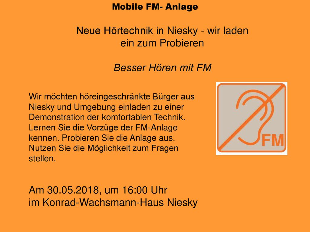 Neue Hörtechnik in Niesky - wir laden ein zum Probieren