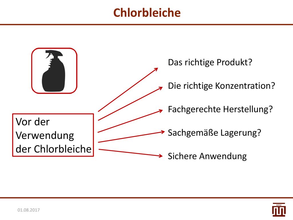 Chlorbleiche Vor der Verwendung der Chlorbleiche Das richtige Produkt