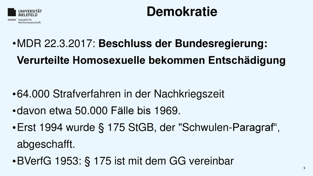 Demokratie MDR : Beschluss der Bundesregierung: Verurteilte Homosexuelle bekommen Entschädigung.