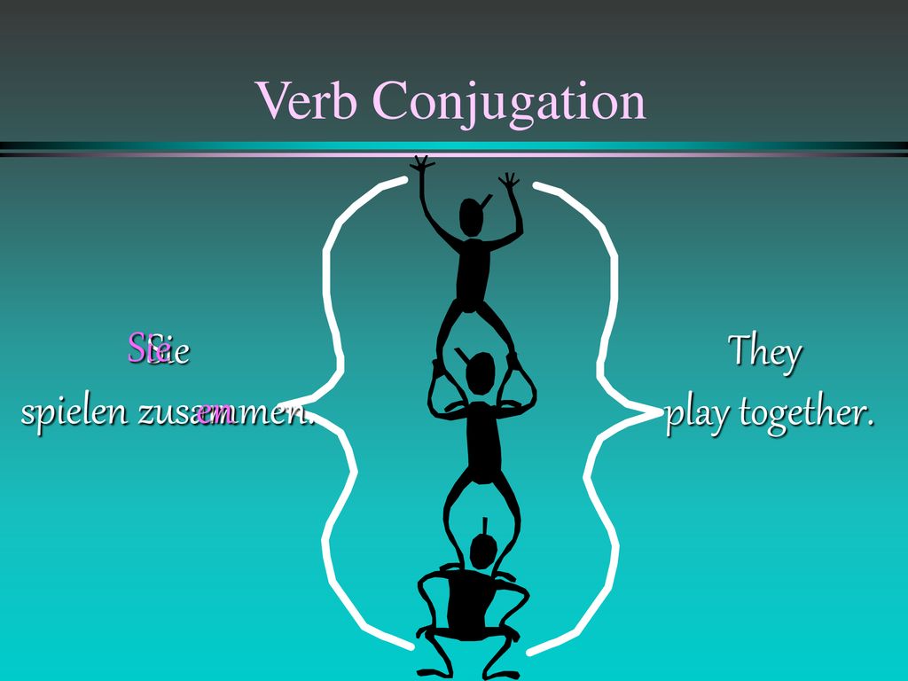 Verb Conjugation Sie spielen zusammen. Sie en They play together.