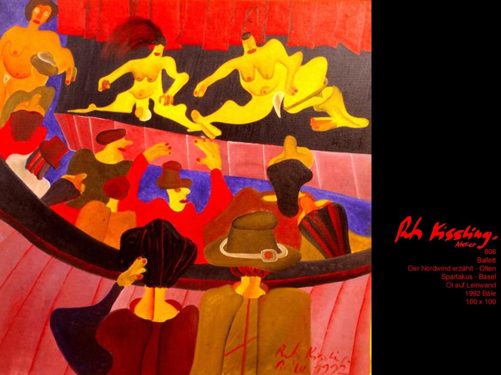 806 Ballett Der Nordwind erzählt - Olten Spartakus - Basel Öl auf Leinwand 1992 Bâle 100 x 100