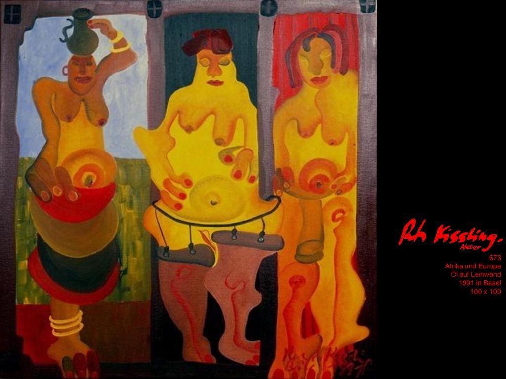673 Afrika und Europa Öl auf Leinwand 1991 in Basel 100 x 100