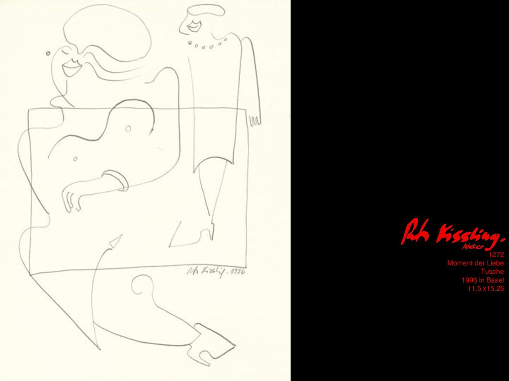 1272 Moment der Liebe Tusche 1996 in Basel 11.5 x15.25