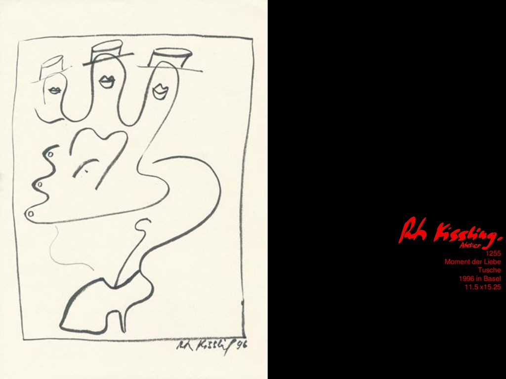 1255 Moment der Liebe Tusche 1996 in Basel 11.5 x15.25