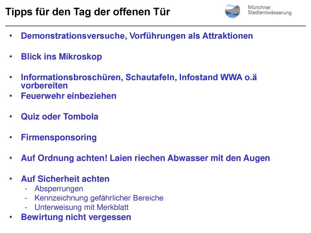 Tipps für den Tag der offenen Tür